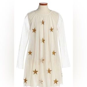 Stella McCartney White Dress with Gold Stars and tulle layering